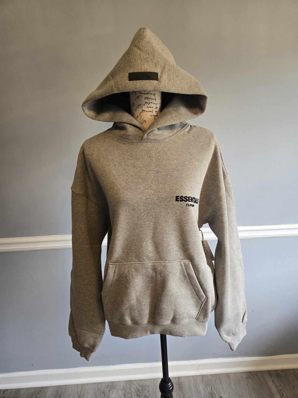 ESSENTIALS Men's Grey Pullover Hoodie Sweatshirt